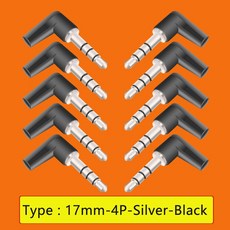 10pcs 직각 잭 3 5mm 스테레오 셋 어댑터 커넥터 플러그 극 콘센트 오디오 5 새로운 3/4, 17mm 4P Ni le Bla