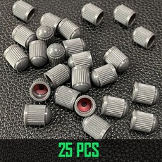 타이어 밸브 캡 O 고무 씰이 있는 플라스틱 스템 자동차 자전거 및 트럭 오토바이용 범용 커버, 25pcs Grey