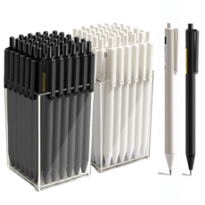 제롭 대용량 번지지 않는 퀵드라이 빨리 마르는 노크식 리니어 블랙 젤펜 0.5mm+투명 펜 케이스 세트, 30개, 딥블랙+투명 펜 케이스