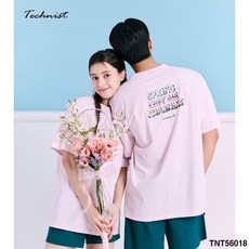 테크니스트 티셔츠 배드민턴 반팔 상의 코튼라이크 오버핏 핑크 TNT56018 남녀공용