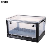 DFMEI 摺疊收納箱客廳零食玩具書籍整理箱大容量帶輪可疊加儲物箱日式, 1個, 黑色