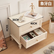 椿嶼 床頭櫃 歐式房間實木床邊櫃 帶抽屜ins風收納簡約現代臥室儲物櫃, 1個