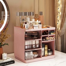 책상정리 서랍 수납함 다용도 화장품 정리함, 핑크색