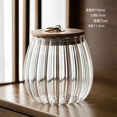 家用高硼矽豎紋透明耐熱密封玻璃茶葉罐風零食儲存收納盒花茶糖罐, 1個, 无规格