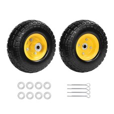 4.10/3.50-4 타이어 및 휠 플랫 프리 25.4cm(10인치) 솔리드 고무 타이어 1.6cm(5/8인치) 베어링 5.3cm(2.1인치) 오프셋 허브 핸드 트럭 정원 카, 4.10/3.50-4 타이어 및 휠 플랫 프리, 25.