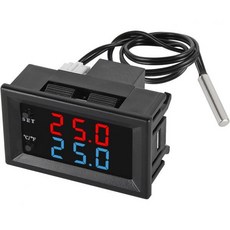 2PCS 디지털 온도 조절기 - 58F 230F 프로그래밍 가능한 난방 냉각 스위치 12V DC 방수 NTC 센서 듀얼 컬러 LED 디스플레이 포함 HVAC 수족관용