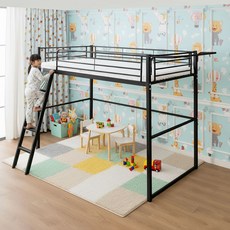 미코퍼니처 비앙카 철제 벙커침대 (매트리스 포함) SS, 블랙, 본넬매트리스