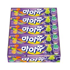 크라운 마이쮸 44g 사과 포도 복숭아 딸기 캐러멜 캔디, 15개