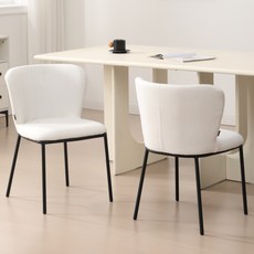 Dayalane 식탁의자 모던 디자인 기능성 패브릭 카페 인테리어 의자 편한 의자, 2개, 화이트
