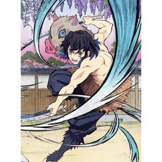 DIY 피포페인팅 귀멸의칼날 귀칼 굿즈 무한열차편 유곽편 명화그리기 유화그리기 애니 캐릭터 액자프레임포함, 40*50CM, P#10, 1개