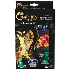 해외 Spin Master Games 캠페인 주사위 프리미엄 투 고 RPG 및 보드 게임용 다면체 세트 보관 케이스 DND 던전 앤 드래곤 MTG 매직 더 개더링 만 8세 이상, .0004.Campaign Dice Set.