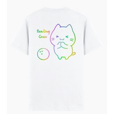 볼링크루 귀여운 냥이 볼러 홀로그램 볼링 티셔츠, 블랙, 드라이 메쉬, 1개