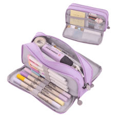 늘모아마켓 대용량 180도 필통 패브릭 펜 파우치 천필통, 1개, 라벤더