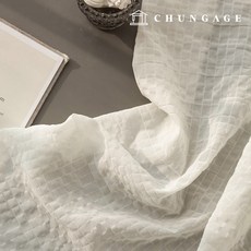 지지미원단 리플 폴리 시어서커원단 체크 천 대폭 클리어 체크