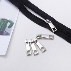 짱패브릭 3호코일 니켈 사각 지퍼슬라이더 지퍼고리, 5개, 실버