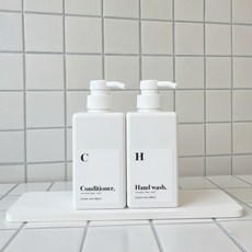 딜라이트홈 심플리 욕실 샴푸병 디스펜서 2개+스티커5종, 1세트, 450ml화이트