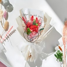 Maison de Flore 不凋謝鮮花 永生花花束 + 提袋, 紅酒色