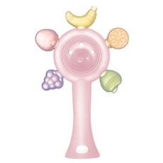 DFMEI 嬰兒手搖鈴玩具可咬磨牙棒0到3個月-1歲新生幼兒寶寶早教益智牙膠, 1個, 如圖, 米白色