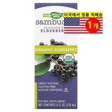 Natures Way 네이처스 웨이 삼부커스 표준화된오가닉 엘더베리 Sambucus Elderberry, 1개, 120ml