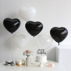 이벤트홀릭 하트 풍선 가로스탠드 생일파티세트 기념일 프로포즈 장식, 1세트, 5.블랙 화이트 클리어