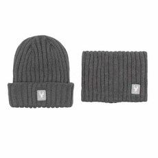 體溫魔術師丨MIT台灣製 石墨烯瞬熱保暖套裝 雙層加厚毛帽+圍脖 防風舒適 多色可選 大人小孩通用, 深灰