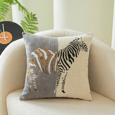 빅무드 셔닐 얼룩말 자가드 쇼파 쿠션커버