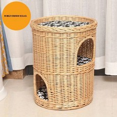 반려동물 고양이 라탄집 방석 여름 강아지 매트 쿠션 사계절 스크래쳐 등나무 2층 시원한 해, 1개, Z. 2층 확대된 컬러 둥지 쿠션