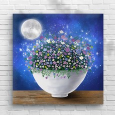 [모레아] 달항아리 그림액자 캔버스 재물운 백자 도자기 거실 인테리어 돈들어오는 그림액자 풍수인테리어, 1. 달빛에 핀 달항아리