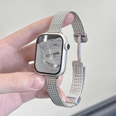 아이라 애플워치 호환 슬림 메탈 스트랩 밴드 38/40/41mm, 실버 42/44/45/49mm