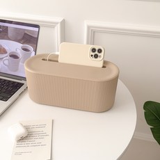 KOUJI 叩吉好物 防塵集線盒，桌面電線收納盒，集線整理盒，防塵防潮，多格分區，簡約美觀, 奶茶色集線盒, 1個