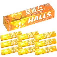 HALLS 호올스 스틱 멘톨 사탕 졸음방지 캔디 허니레몬 10개, 없음