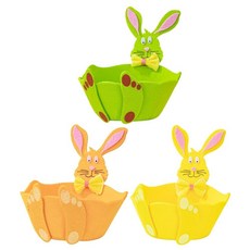 CLISPEED 3피스 토끼 펠트 바구니 세트 - 부활절 토끼 간식 상자 및 사탕 정리함 부활절 달걀 사냥 홀더 축제 봄 축제 테이블 탑 장식 어린이 파티 아기방 보관, CLISPEED 3피스 토끼 펠트 바구니 세트 - 부활