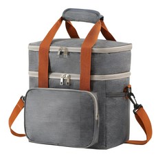 뚜르드 2단 보냉가방 아이스가방 보냉백 도시락가방 쿨러백, 중형 15L 그레이, 1개
