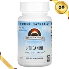 소스 네츄럴 L 테아닌 200mg 60정 엘 태아닌 칼슘 효능, 기본, 1개