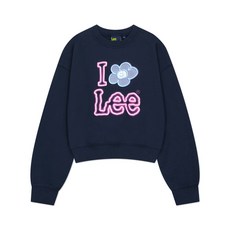 와키윌리 WACKY WILLY [와키윌리 x Lee] 우먼스 아이릴리리 그래픽 크롭 맨투맨 네이비