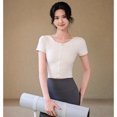스타일닥터 여성 요가복 필라테스복 앞지퍼 브라탑 일체형 패드 운동 민소매