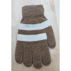 兒童用針織手套(褐色、白色條紋) - 柔軟舒適，經典條紋設計，寶寶保暖必備