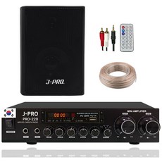 제이프로 블루투스 매장용 카페 매장 업소용 벽걸이 스피커 앰프+리모콘+PC선 1.5M+스피커케이블, 블랙, 외부1개 세트