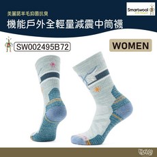 Smartwool 女 機能戶外全輕量減震中筒襪-貓頭鷹 冰霜綠【野外營】SW002495B72 美麗諾 羊毛襪 登山襪, 1個, M