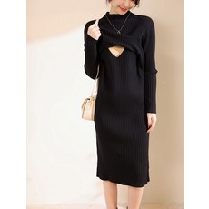 가을 겨울 도톰하고 따뜻한 수유 니트 핫맘 루즈핏 날씬해 보이는 미디엄 임부 이너 원피스