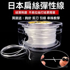 台灣出貨 進口高彈力扁形穿珠彈力綫 耐磨石榴石手鏈綫 手串繩串珠材料 串珠綫 DIY串珠繩佛珠線彈力繩線 DIY手串繩, 【盒裝進口扁形線】白色-100米,配：鉤針+引線【超值】, 1個