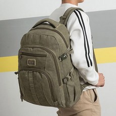 페이준 빈티지 백팩 캔버스 대용량 캐쥬얼 다용도 배낭가방, 그린50L, 1개
