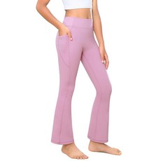 Yitoco 여아용 주머니가 있는 플레어 레깅스 하이 웨이스트 부츠컷 아동용 요가 팬츠 댄스 운동 운동용 벨 하의 스카이블루 12~13세, 10-11세, 핑크
