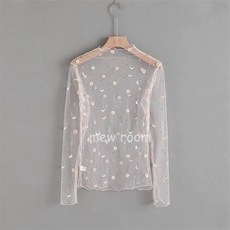 mew room 小雛菊網紗透膚上衣 小雛菊透視長袖上衣 薄款內搭 網紗打底