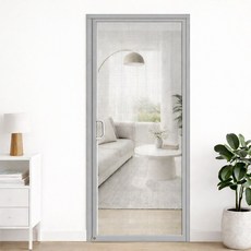 ROYAI ONE 안 찢어지는 현관 방충망 일체형 통자석 현관문 모기장 미세 방충망, 회색