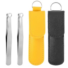 코털트리밍핀셋2개 남성및여성용범용비강클리퍼 실버스테인리스스틸코털클리퍼 귀털 눈썹및체모용가죽케이스가있는코털트리머114922, 코털트리밍핀셋2개,남성및여성용범용비강클리퍼,실버스테인리