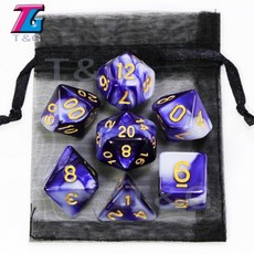 보드 게임 주사위 믹스 주사위 세트 가방 9 색 dnd rpg 휴대용 장난감 플라스틱 큐브 trpg d4 d6 d8 d10 d12 d20, 색상 08, 1개