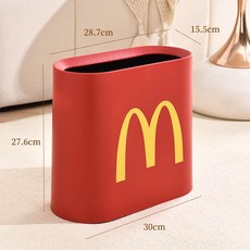 麥當勞垃圾桶家用高顏值客廳臥室廚房廁所衛生間卡通可愛夾縫, 紅色M