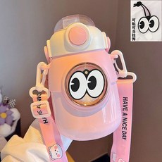 可愛不鏽鋼保溫杯 316內底 大肚便攜 附揹帶 兒童保溫罐, 粉粉兔太空艙保溫杯-700ML,單杯帶大笑臉萌牙紅色立體貼, 1個