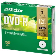 빅터 (Victor) 1회 녹화용 DVD-R VHR12JP5J1 (한면 1층1-16배속5장)